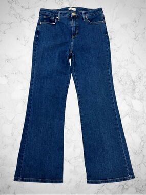 LC Lauren Conrad High Rise Flare Jeans Size 12 Dark Wash Stretch Boho Y2K Denim